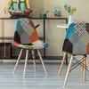Fabulaxe Modern Fabric Patchwork Chair w/Wooden Legs for Kitchen, Dining Room, Entryway, Living Room, PK 2 QI004328.2